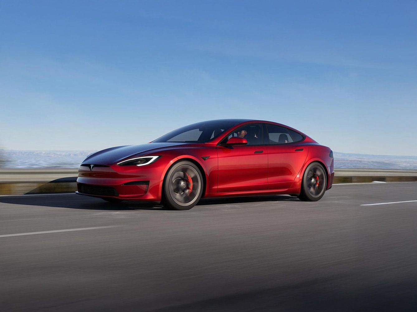 A red Tesla Model S